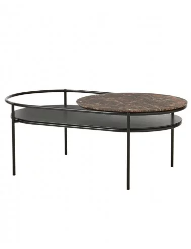 VERDE marble oval coffee table - WOUD brown