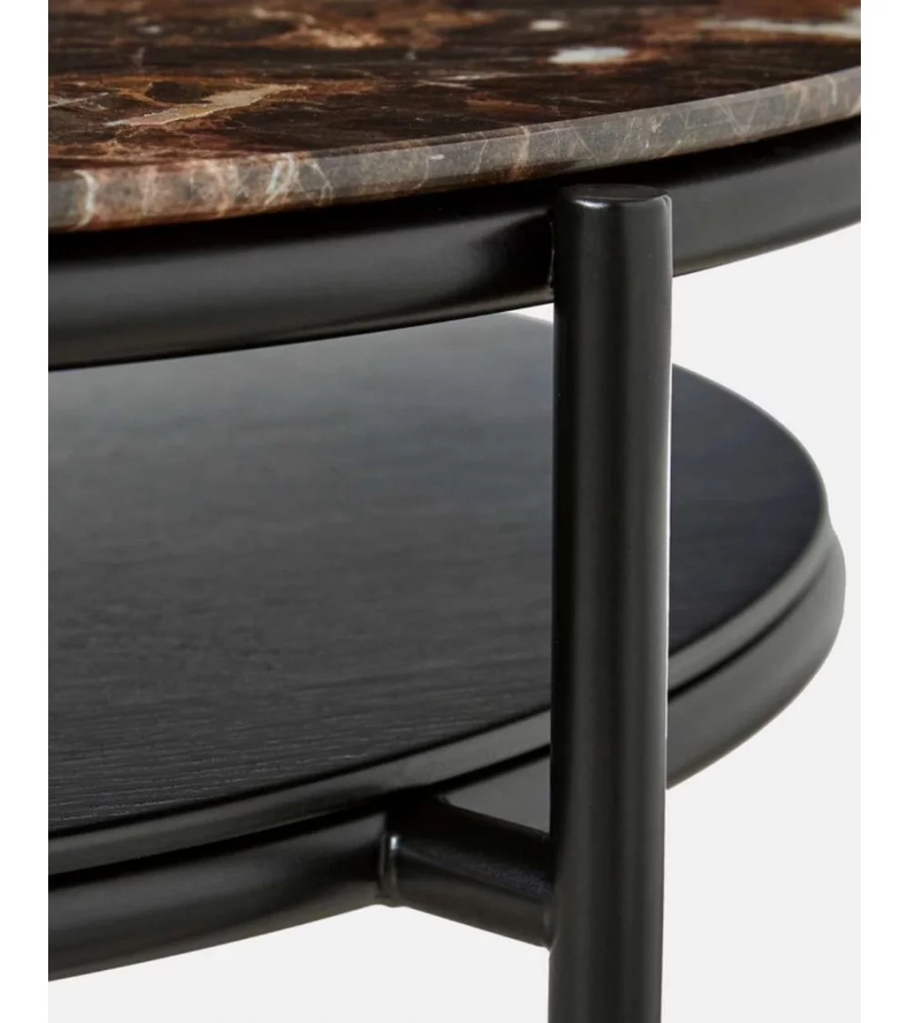 Design ovale salontafel in bruin marmer VERDE - WOUD