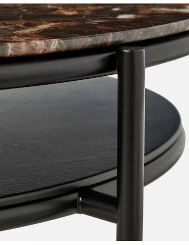 Design ovale salontafel in bruin marmer VERDE - WOUD