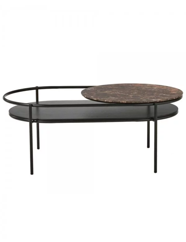 VERDE marble oval coffee table - WOUD brown