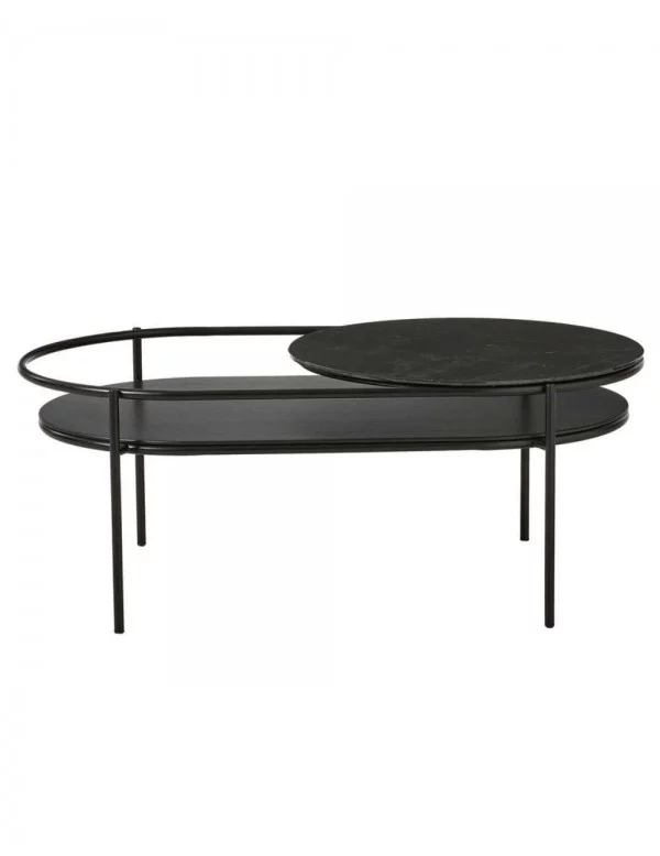 Design oval coffee table in black marble VERDE - WOUD