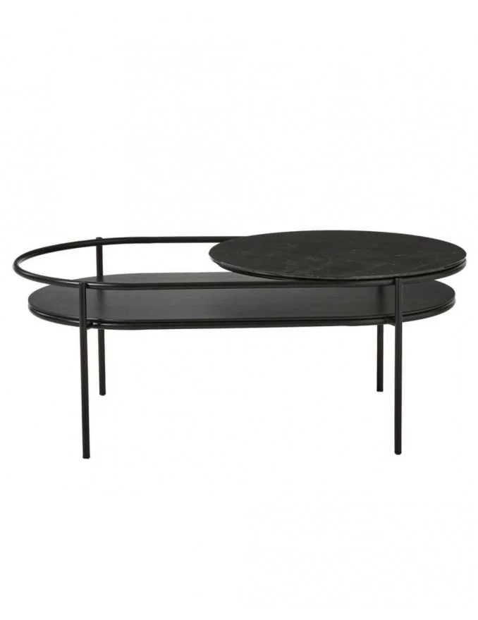 Design oval coffee table in black marble VERDE - WOUD
