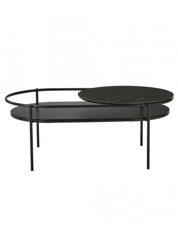 Design ovale salontafel in zwart marmer VERDE - WOUD