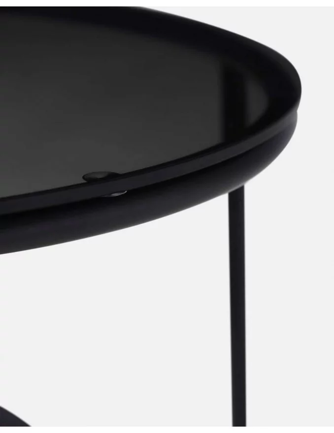 Table d'appoint design en verre fumé et métal DUO - WOUD