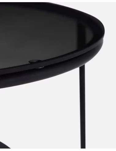 DUO smoked glass and metal side table - WOUD