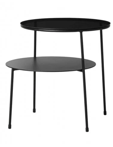 DUO smoked glass and metal side table - WOUD