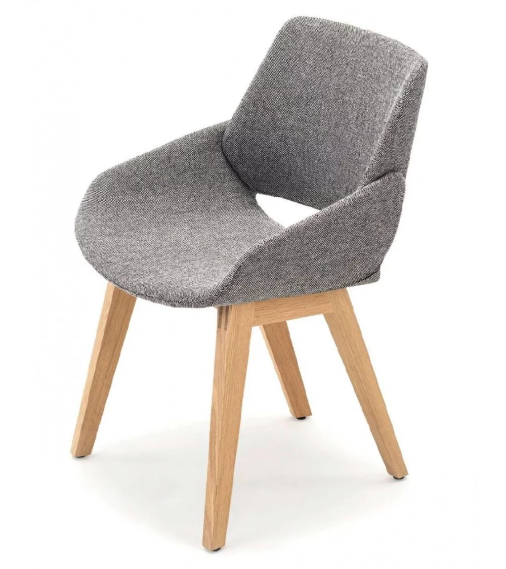 Design chair in solid wood AND MONK FABRIC - PROSTORIA