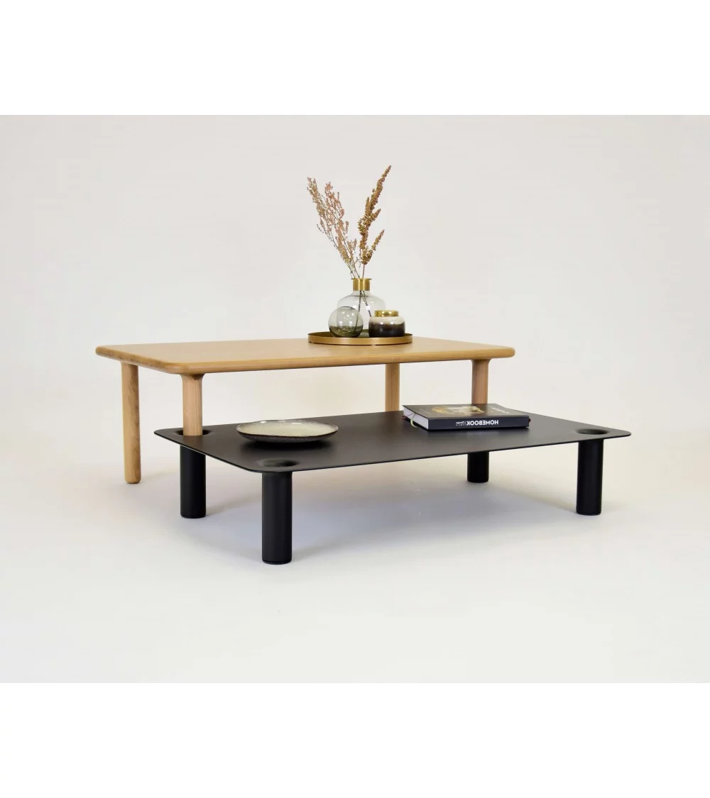 Scandinavian design coffee table in Milo rectangle wood with black top - TAKE ME HOME