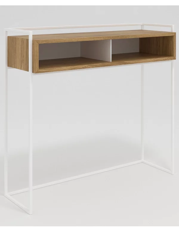 Consola de madera de diseño escandinavo CLEO con barandilla y almacenamiento - TAKE ME HOME