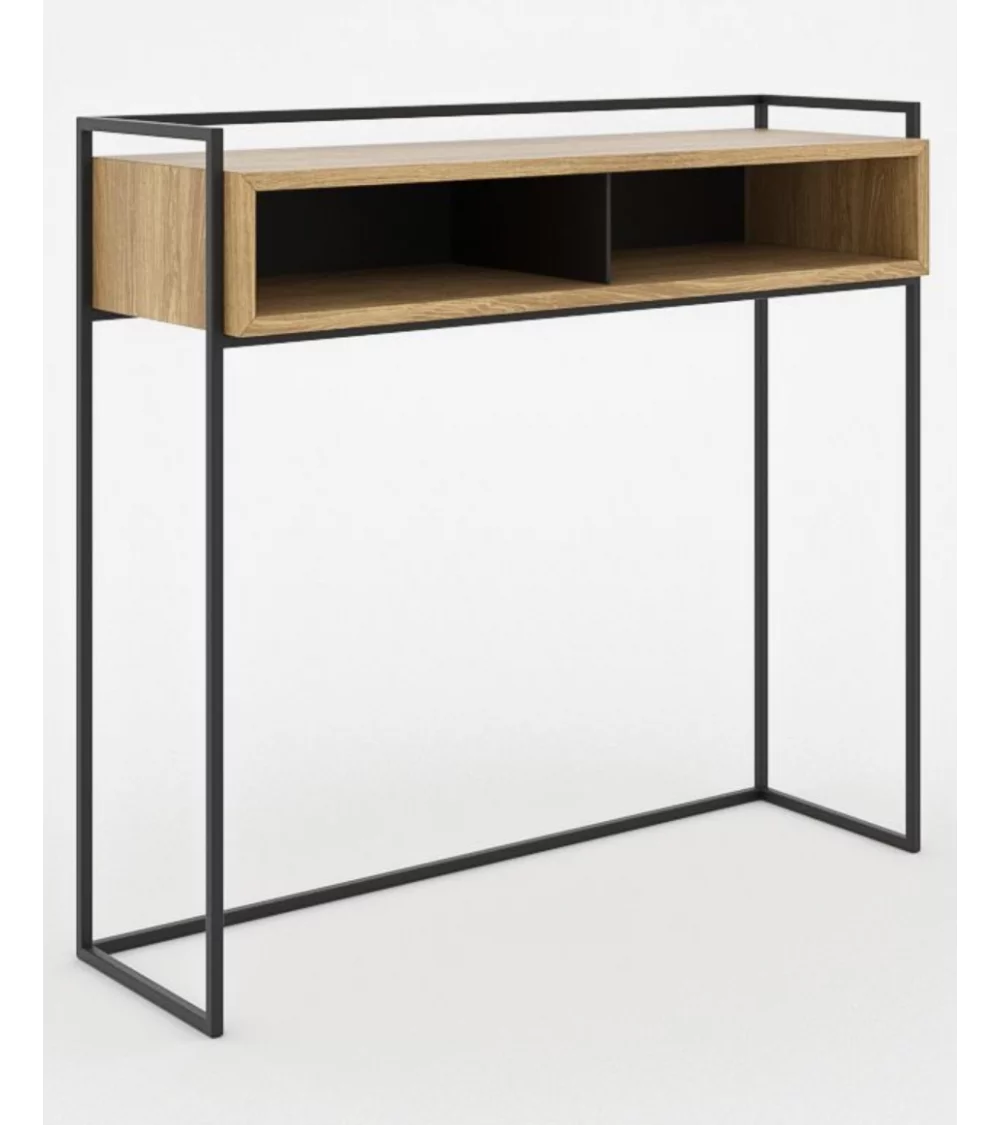 Scandinavian design wooden console CLEO with guardrail and storage - TAKE ME HOME