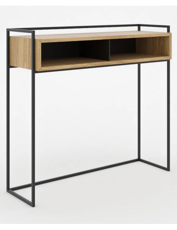 Scandinavian design wooden console CLEO with guardrail and storage - TAKE ME HOME