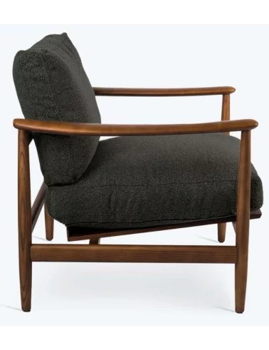 TEDDY retro retro Scandinavische design fauteuil in hout en stof - POLS POTTEN