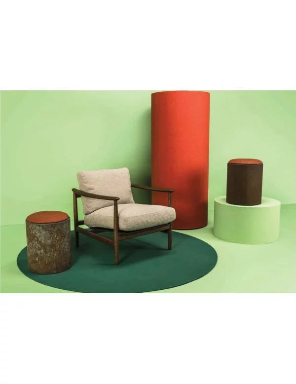 Scandinavische retro retro design fauteuil TEDDY crème beige hout en stof - POLS POTTEN