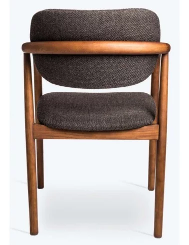 Silla de diseño escandinavo HENRY en madera y tela gris - POLS POTTEN