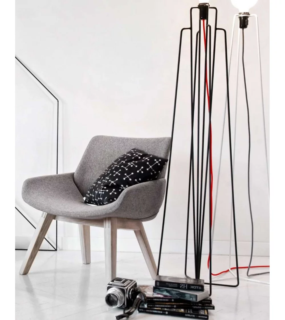 MONK prostoria design fauteuil in massief hout GRIJZE stof