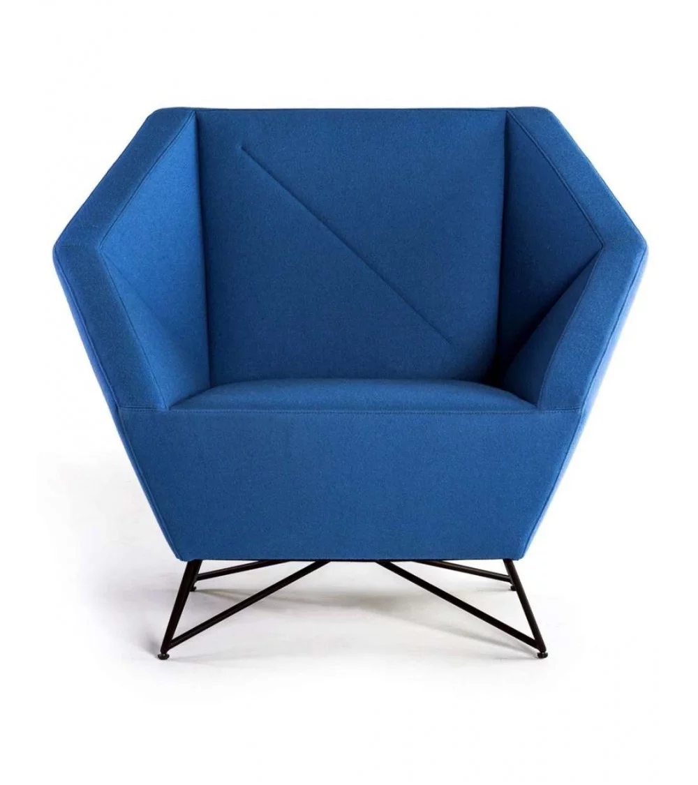Contemporary design armchair CUSTOMIZABLE blue fabric 3ANGLE prostoria
