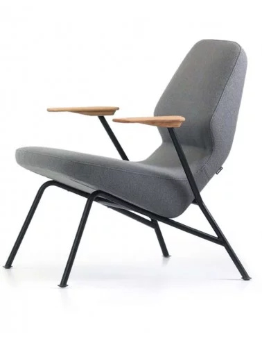 Design-Sessel aus Metallgewebe mit Holzarmlehnen OBLIQUE prostoria