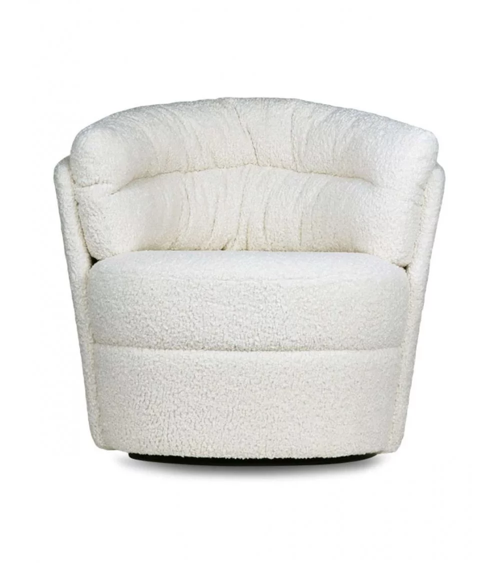 Swivel armchair in cream terry fabric - HKLiving
