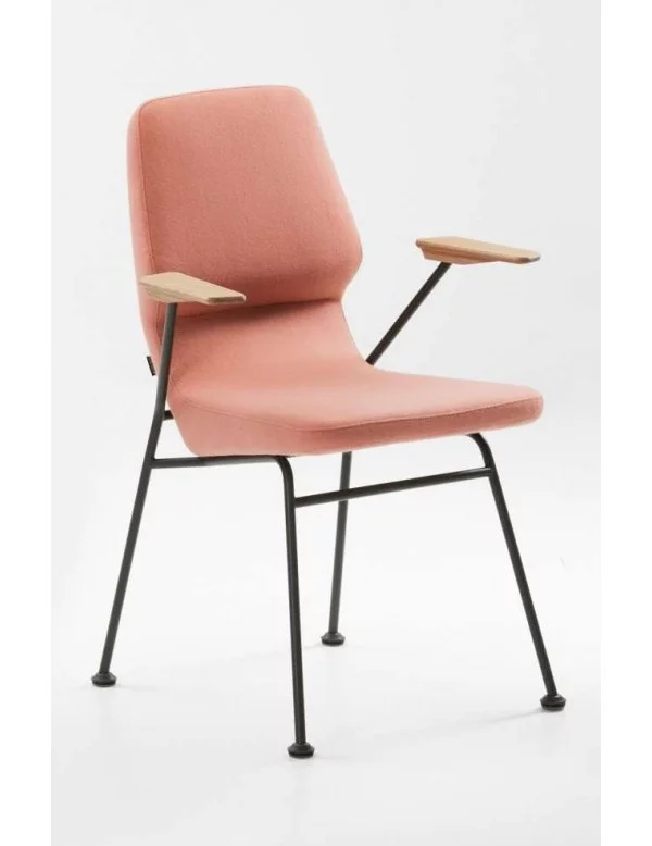 Cadeira design de tecido preto com braços de metal OBLIQUE prostoria
