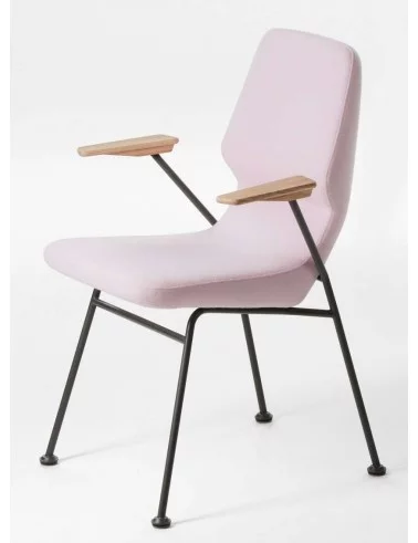 Silla de diseño con reposabrazos de tela negra en metal OBLIQUE prostoria