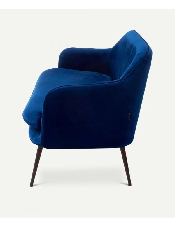 Kleines 2-Sitzer Sofa aus blauem Samt CHARMY - POLS POTTEN