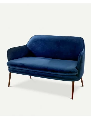 Small 2-seater blue velvet sofa CHARMY - POLS POTTEN