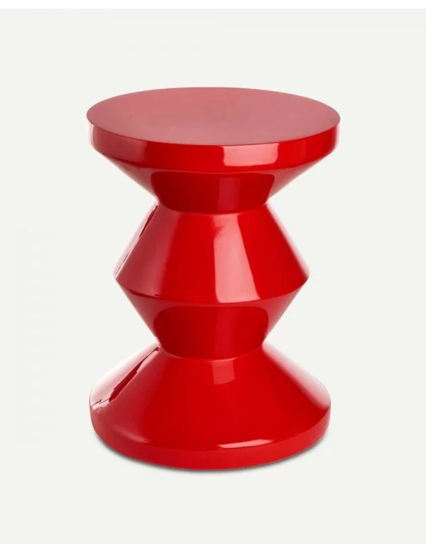 Small red plastic stool ZIG ZAG - POLS POTTEN red