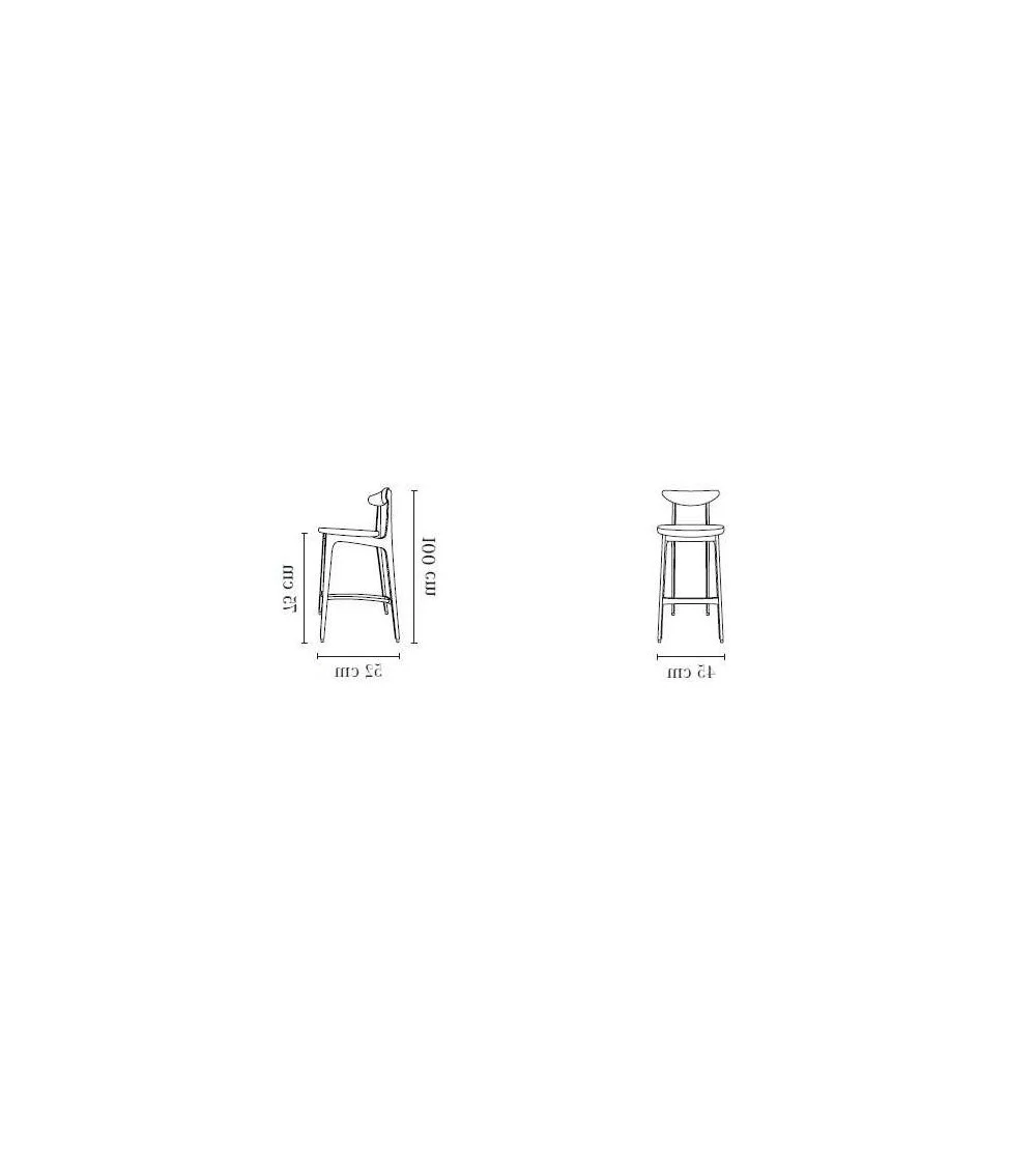 retro bar stool in wood and gray fabric 200-190 - 366Concept