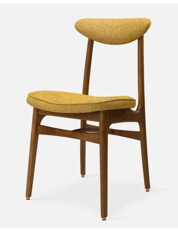 Cadeira de madeira retro com tecido amarelo 200-190 - 366conceito