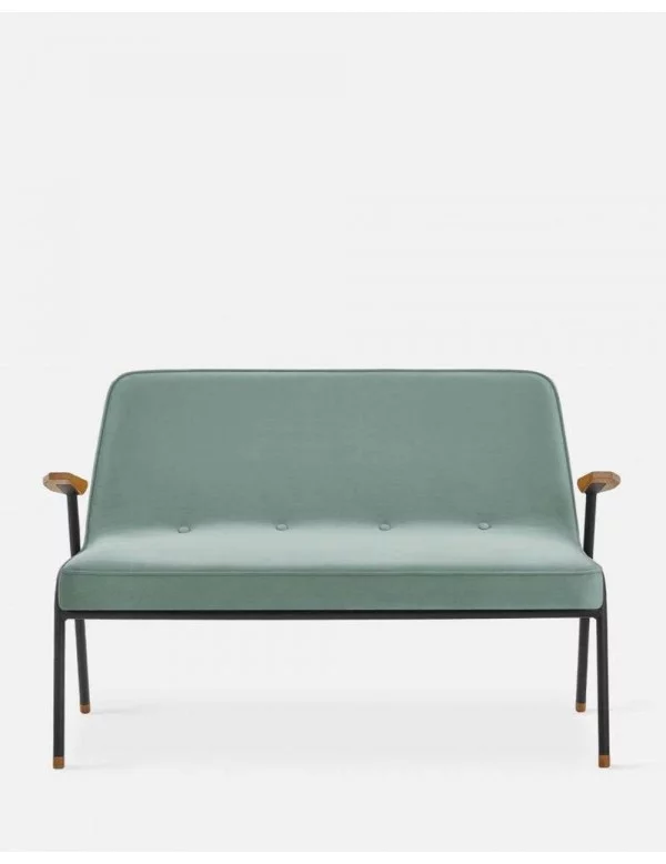 Small retro 2-seater sofa in green fabric 366 Metal - 366CONCEPT