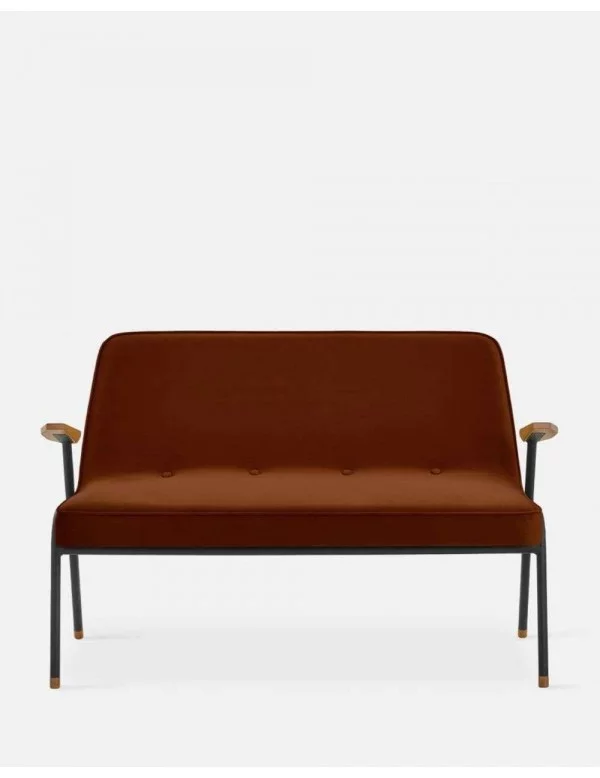 Kleines retro 2-Sitzer Sofa 366 roter Stoff Metall - 366CONCEPT