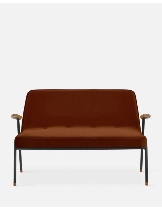 Kleines retro 2-Sitzer Sofa 366 roter Stoff Metall - 366CONCEPT