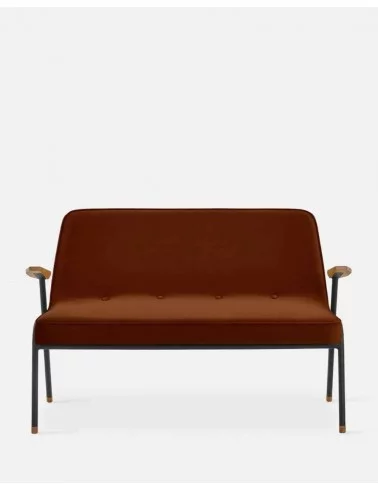 Small retro 2-seater sofa 366 red fabric Metal - 366CONCEPT