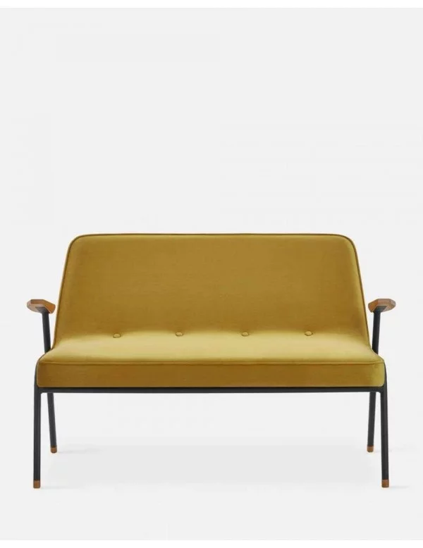 Small retro 2-seater sofa 366 yellow fabric Metal - 366CONCEPT