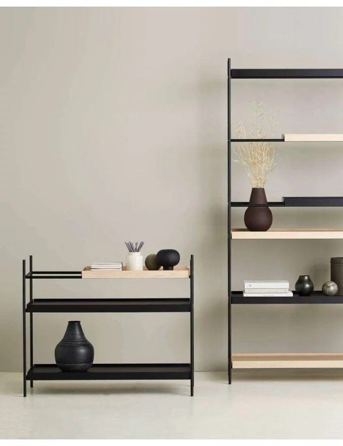 Konsole im skandinavischen Design aus Holz und Metall TABLETT - WOUD - eiche / struktur schwarz