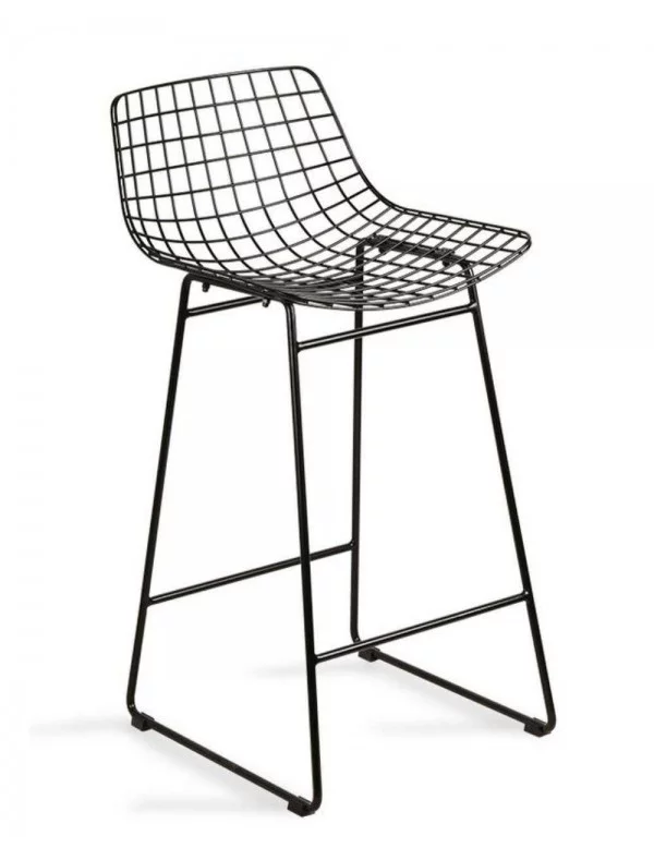 Metal bar stool with backrest - HKLIVING