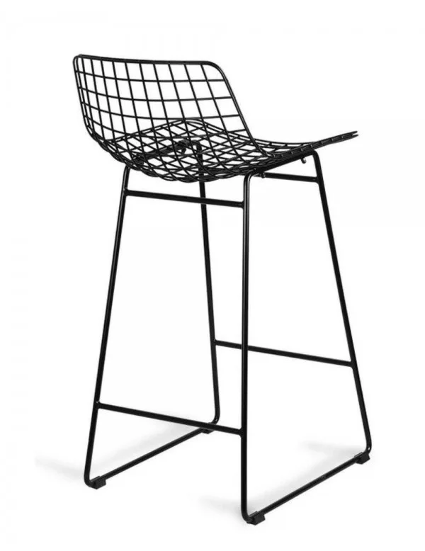 Design BLACK metal bar stool with backrest - HKLIVING