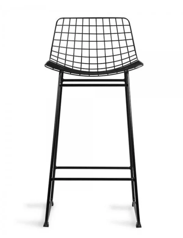 Sgabello da bar in metallo NERO di design con schienale - HKLIVING
