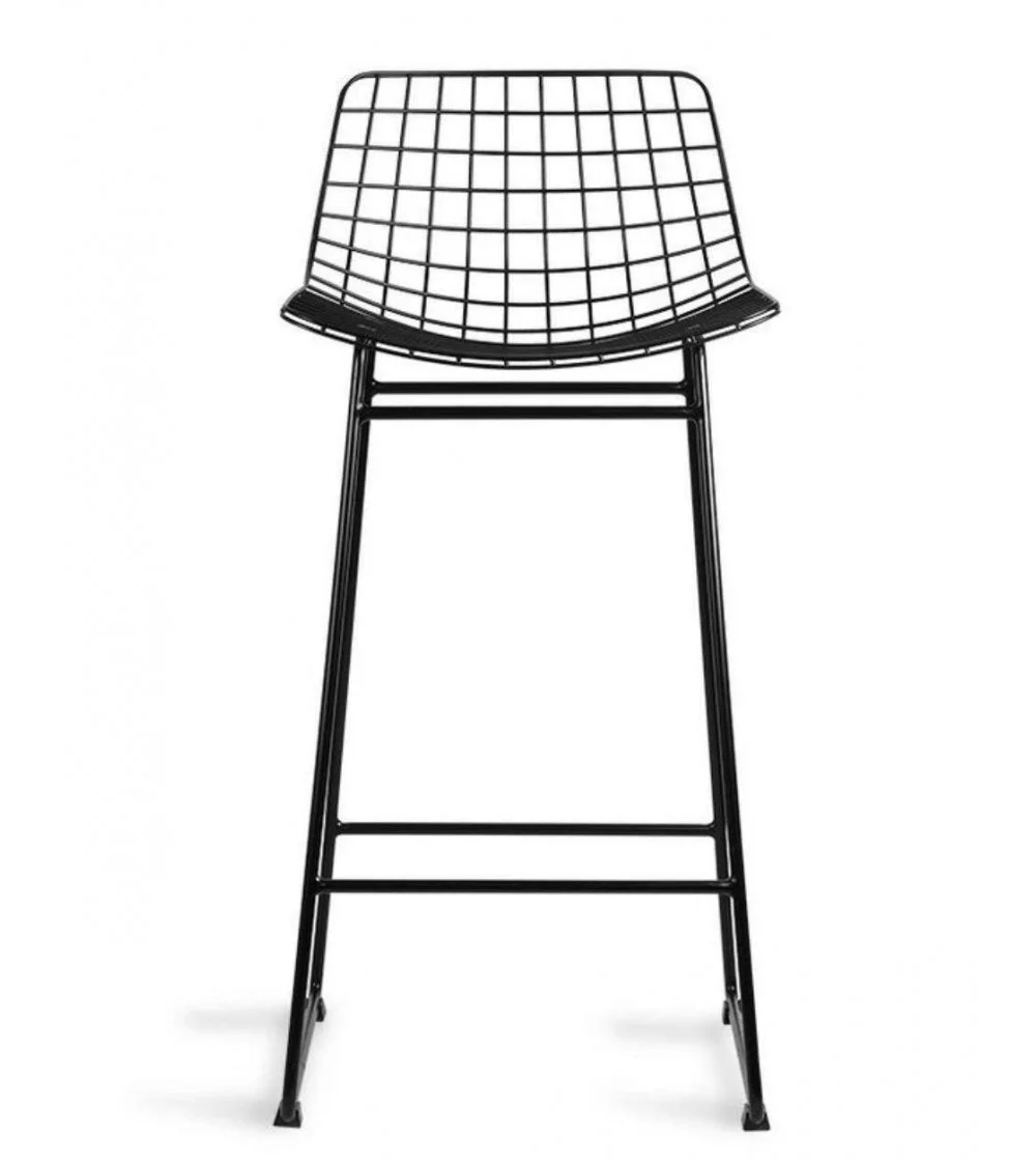 Design BLACK metal bar stool with backrest - HKLIVING