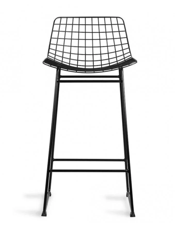 Sgabello da bar in metallo NERO di design con schienale - HKLIVING