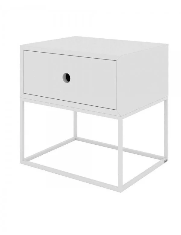 White bedside table with contemporary design drawer ARSEN - TAKE ME HOME