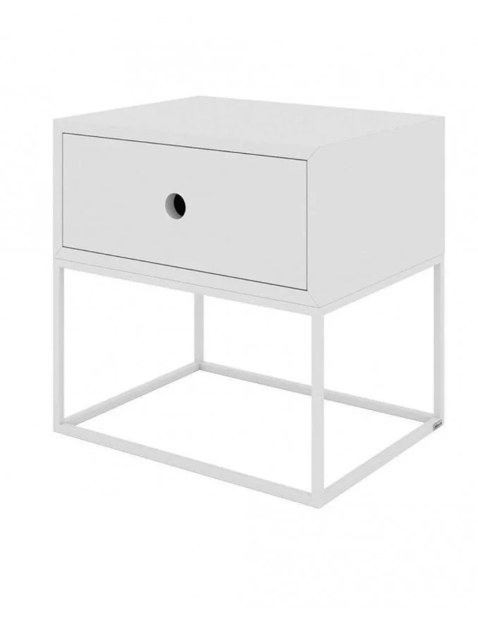 White bedside table with contemporary design drawer ARSEN - TAKE ME HOME