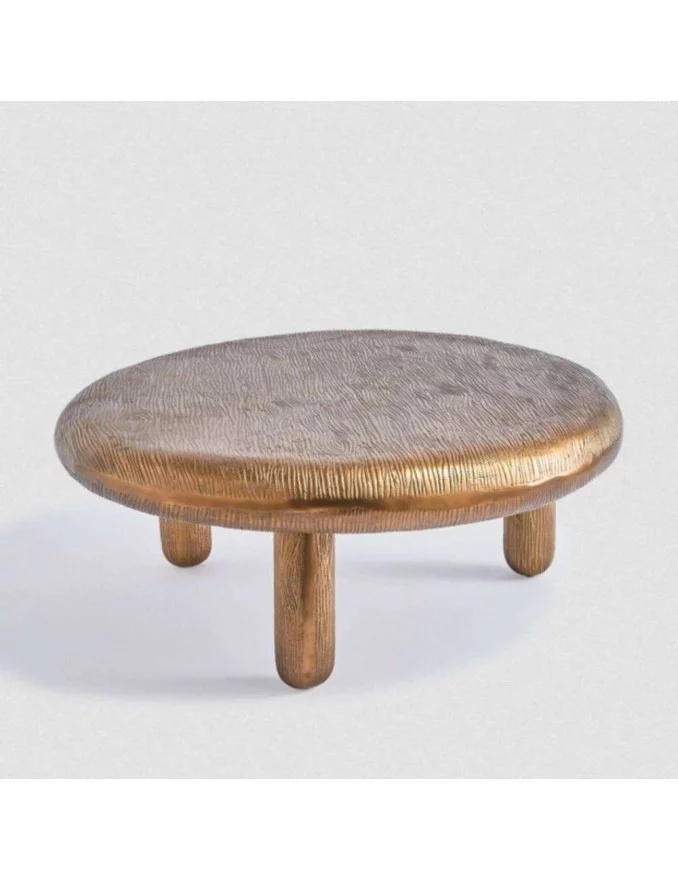 Table basse ronde design en metal laiton trois pieds - POLS POTTEN