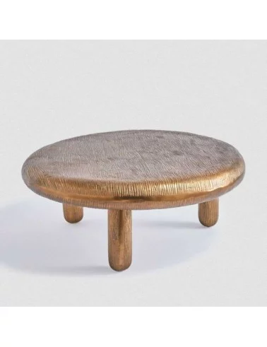 Design round coffee table in brass metal with three legs - POLS POTTEN