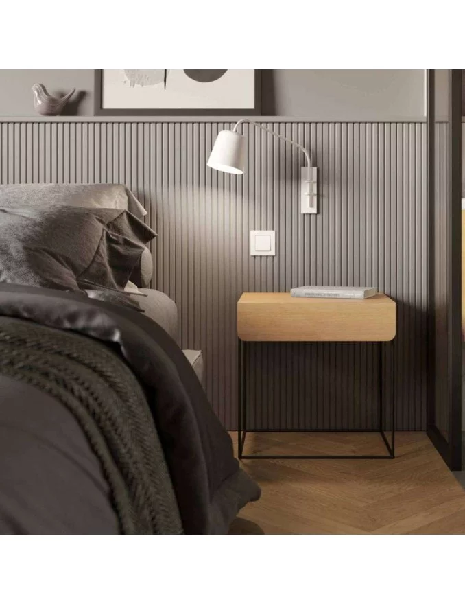 Design nachtkastje met lade RUBIK - TAKE ME HOME - eiken / zwart structuur