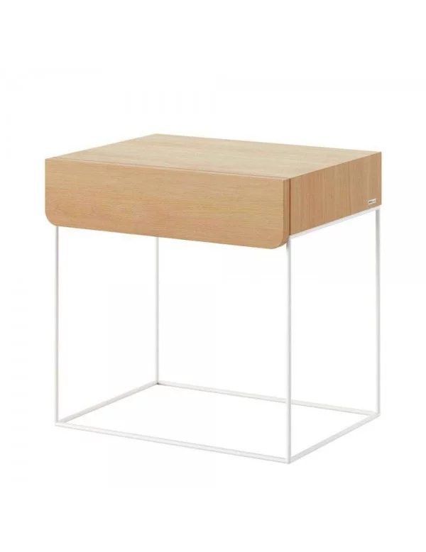 Design bedside table with drawer RUBIK - TAKE ME HOME - oak / structure white