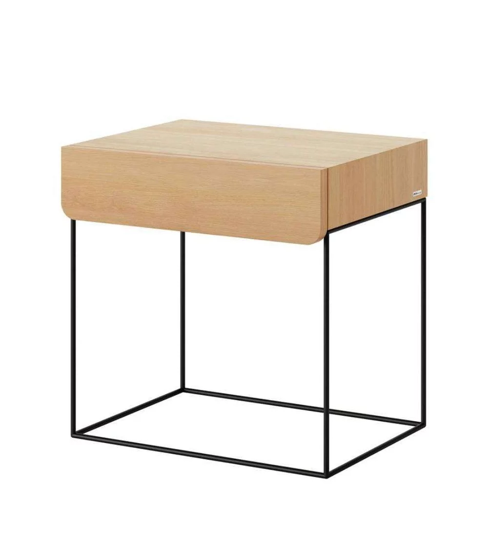 Design bedside table in wood and metal with drawer RUBIK - TAKE ME HOME