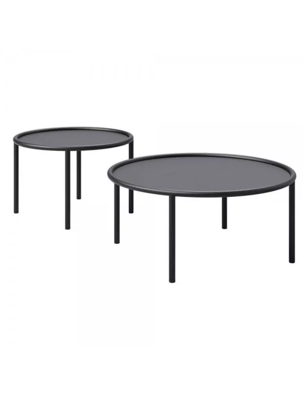 Set of 2 black round coffee tables MONOLIT -TAKE ME HOME