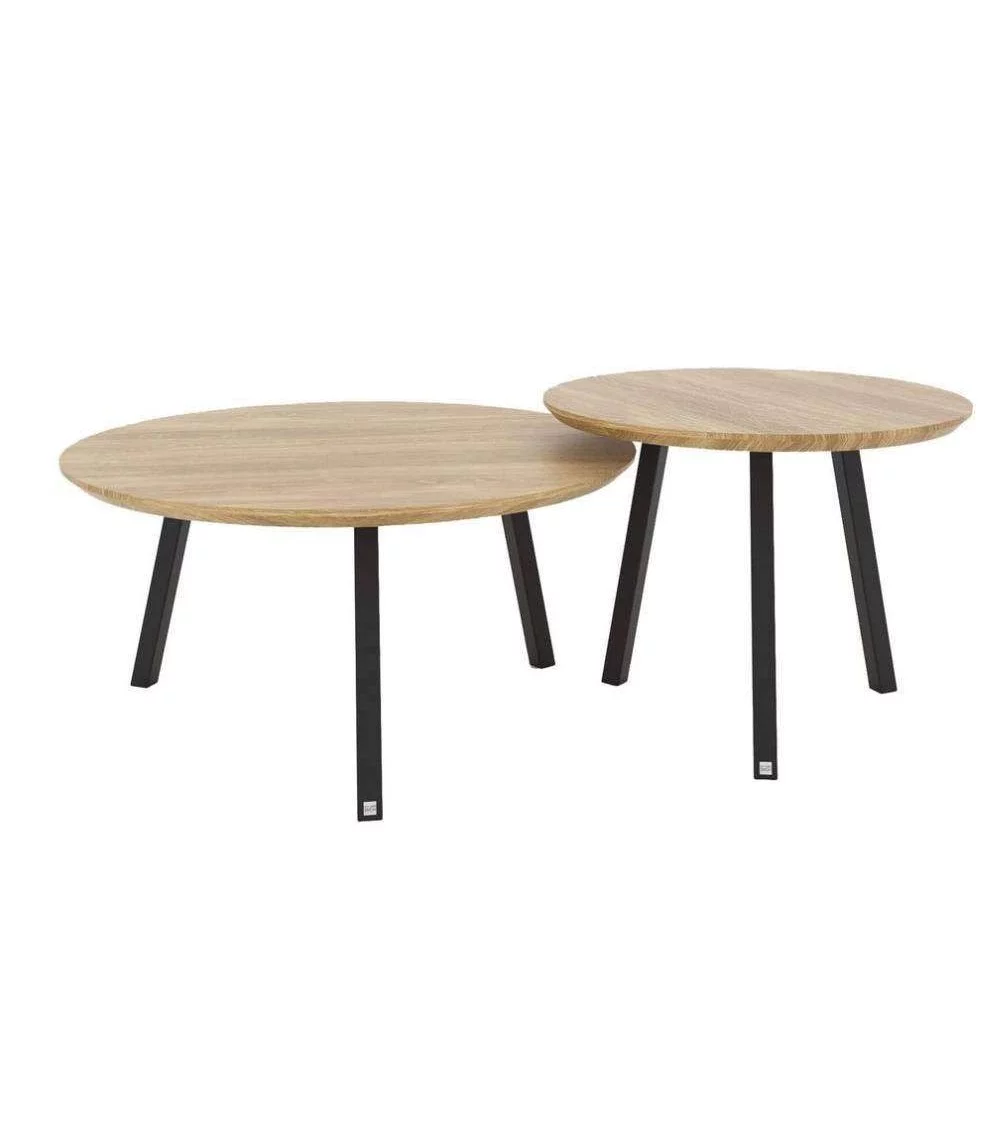 Set of 2 round coffee tables in wood and metal NARVIK - TAKE ME HOME