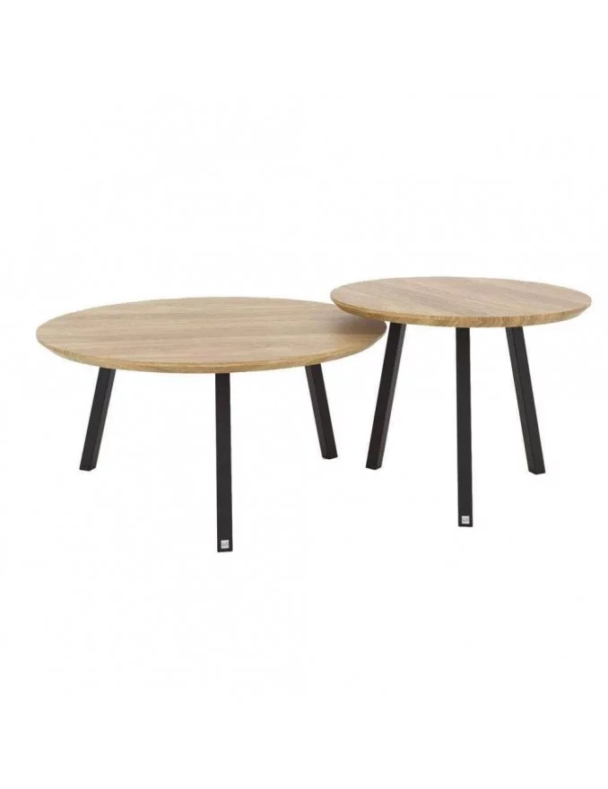 Conjunto de 2 mesas de centro redondas en madera y metal NARVIK - TAKE ME HOME